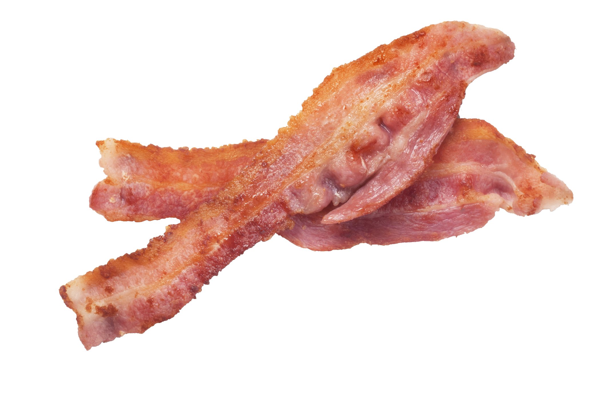 Two strips of crispy crunchy bacon.