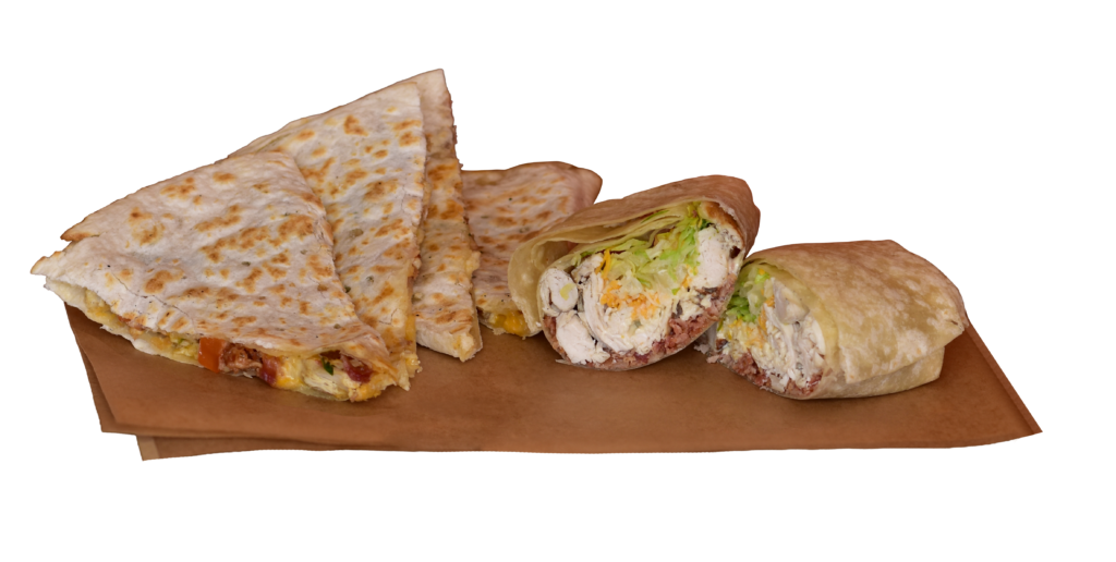 Chicken Bacon Ranch Quesadilla and Burrito